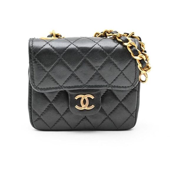 Chanel Handbags - Chanel Matelasse Mini Chain Belt Leather Black Waist Bag Handbag